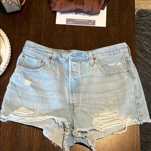 Levi's Blue Jean Shorts Distressed High-Waisted w34